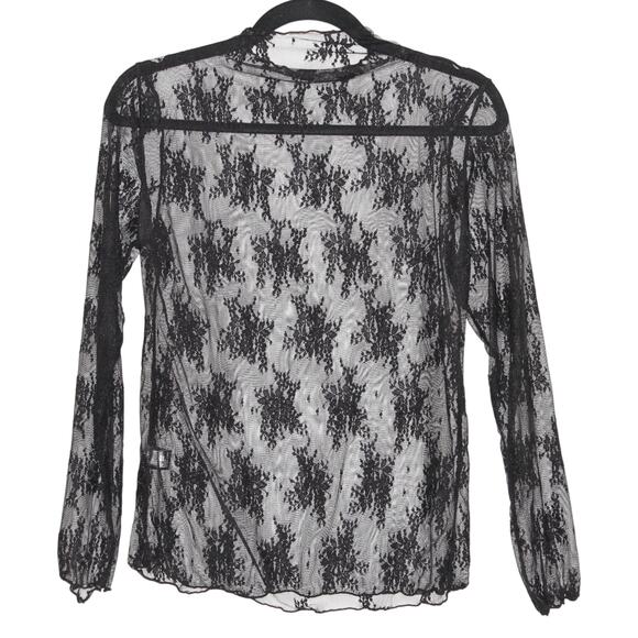 Black Floral Lace Layering Top Long Sleeve Size XL - Picture 2 of 5
